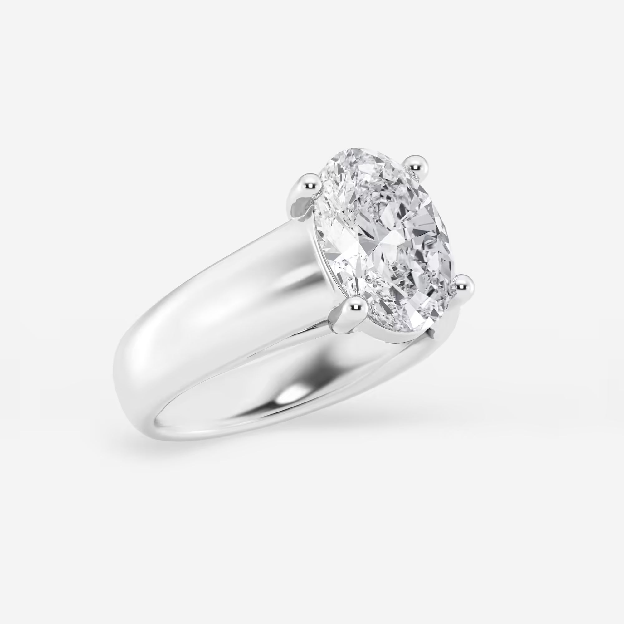 Oval Cut Lab-Grown Diamond Solitaire Engagement Ring with Wide Tapered Band
