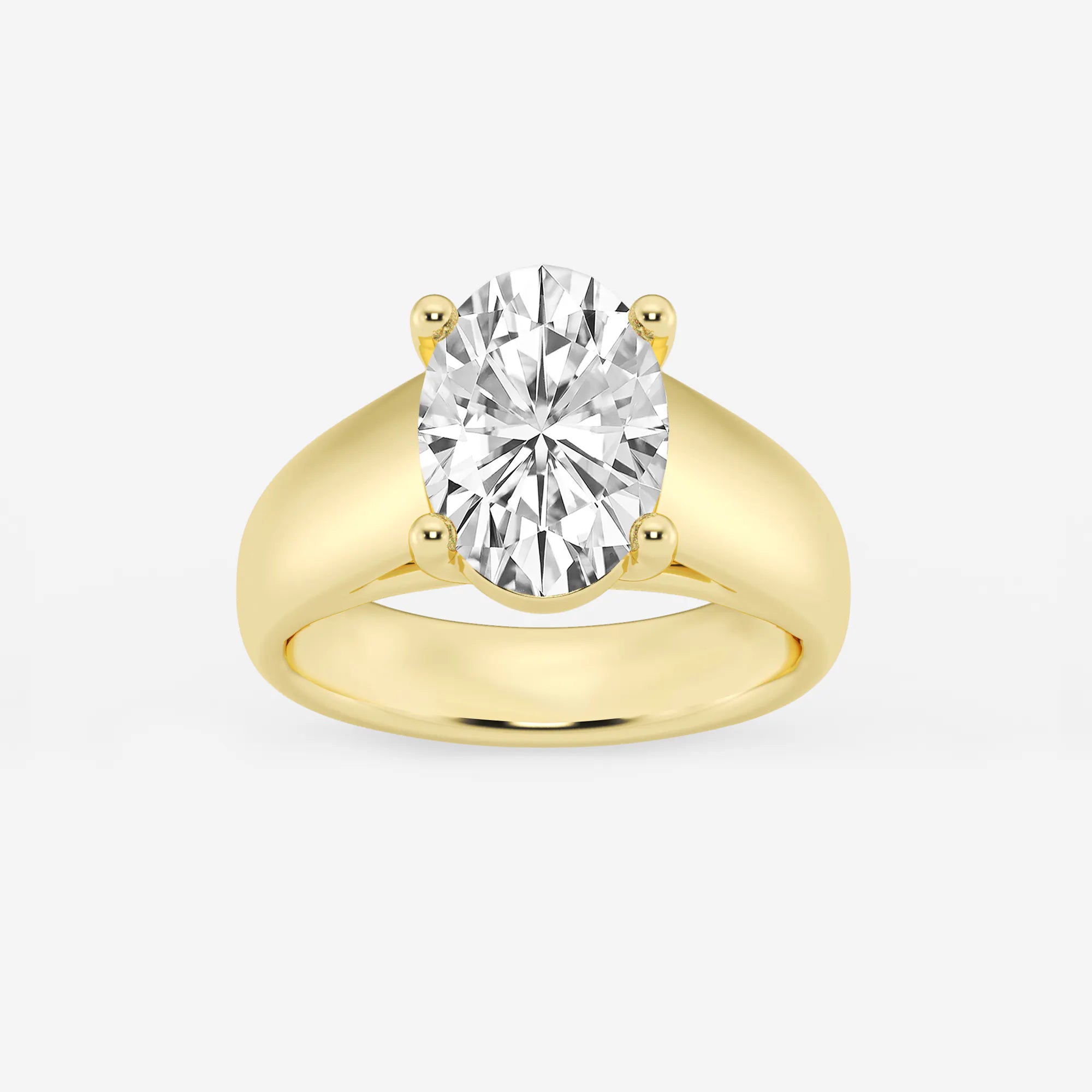 Oval Cut Lab-Grown Diamond Solitaire Engagement Ring with Wide Tapered Band