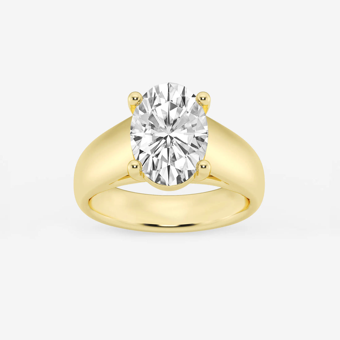 Oval Cut Lab-Grown Diamond Solitaire Engagement Ring with Wide Tapered Band