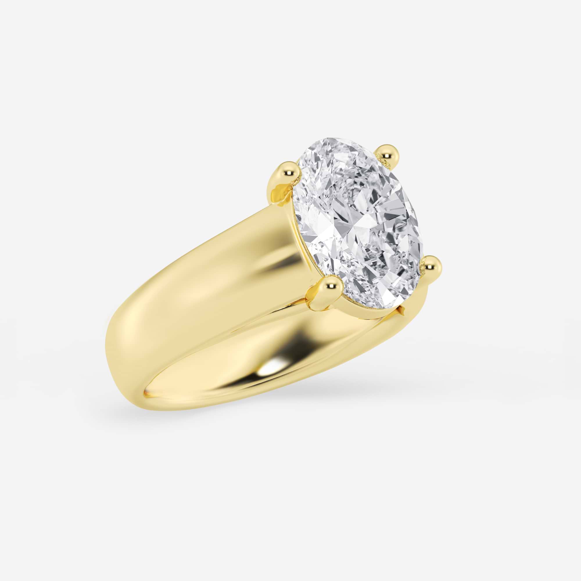 Oval Cut Lab-Grown Diamond Solitaire Engagement Ring with Wide Tapered Band