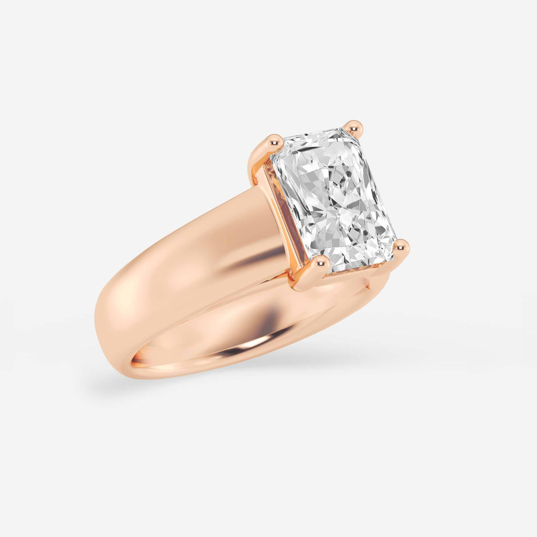 Valenora Diamond Wide Shank Lab-Grown Solitaire Engagement Ring