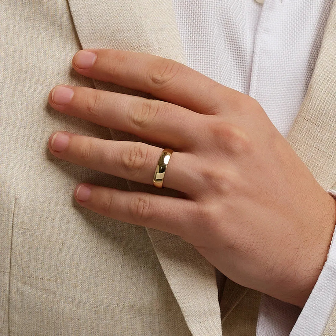 Classic Dome Wedding Band in High Polish Solid Gold