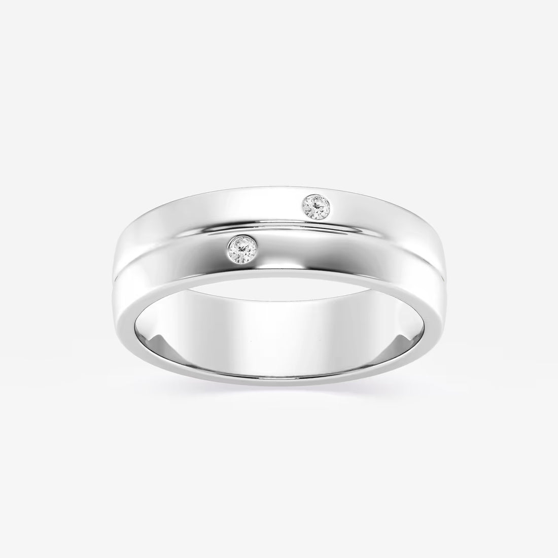 Refined Round Lab Grown Diamond Double Burnished Wedding Band in Two-Tone Gold