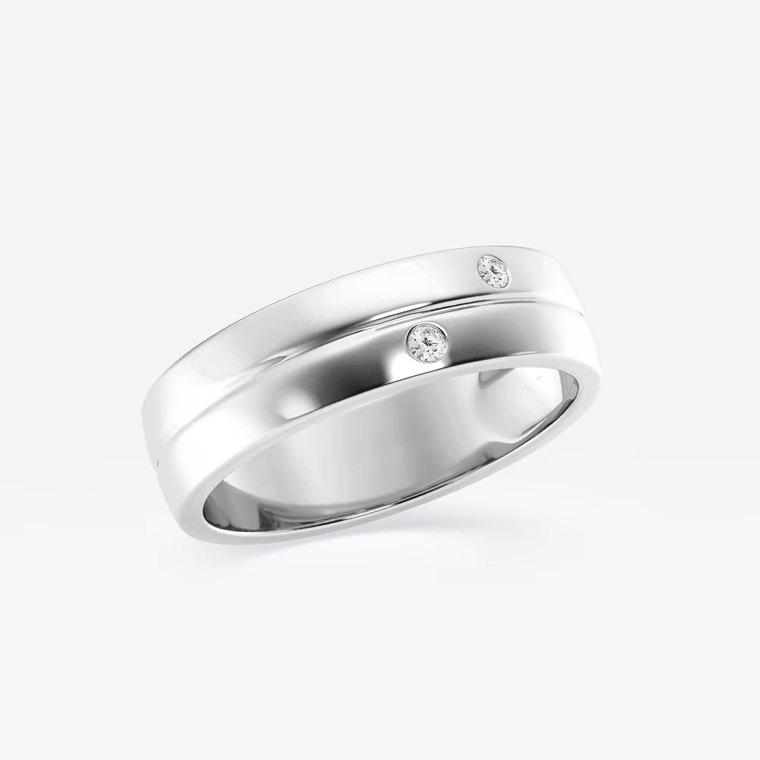 Refined Round Lab Grown Diamond Double Burnished Wedding Band in Two-Tone Gold