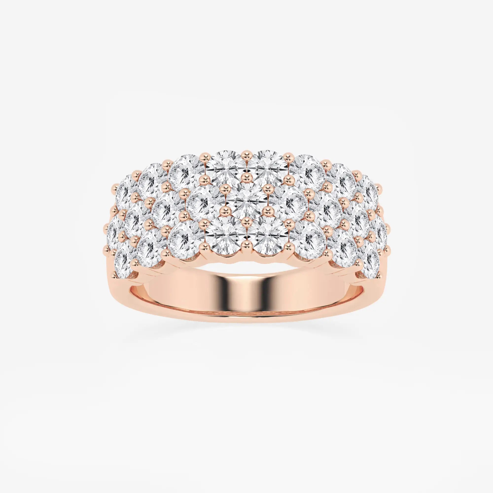 Triovelle Round Lab-Grown Diamond Three Row Band