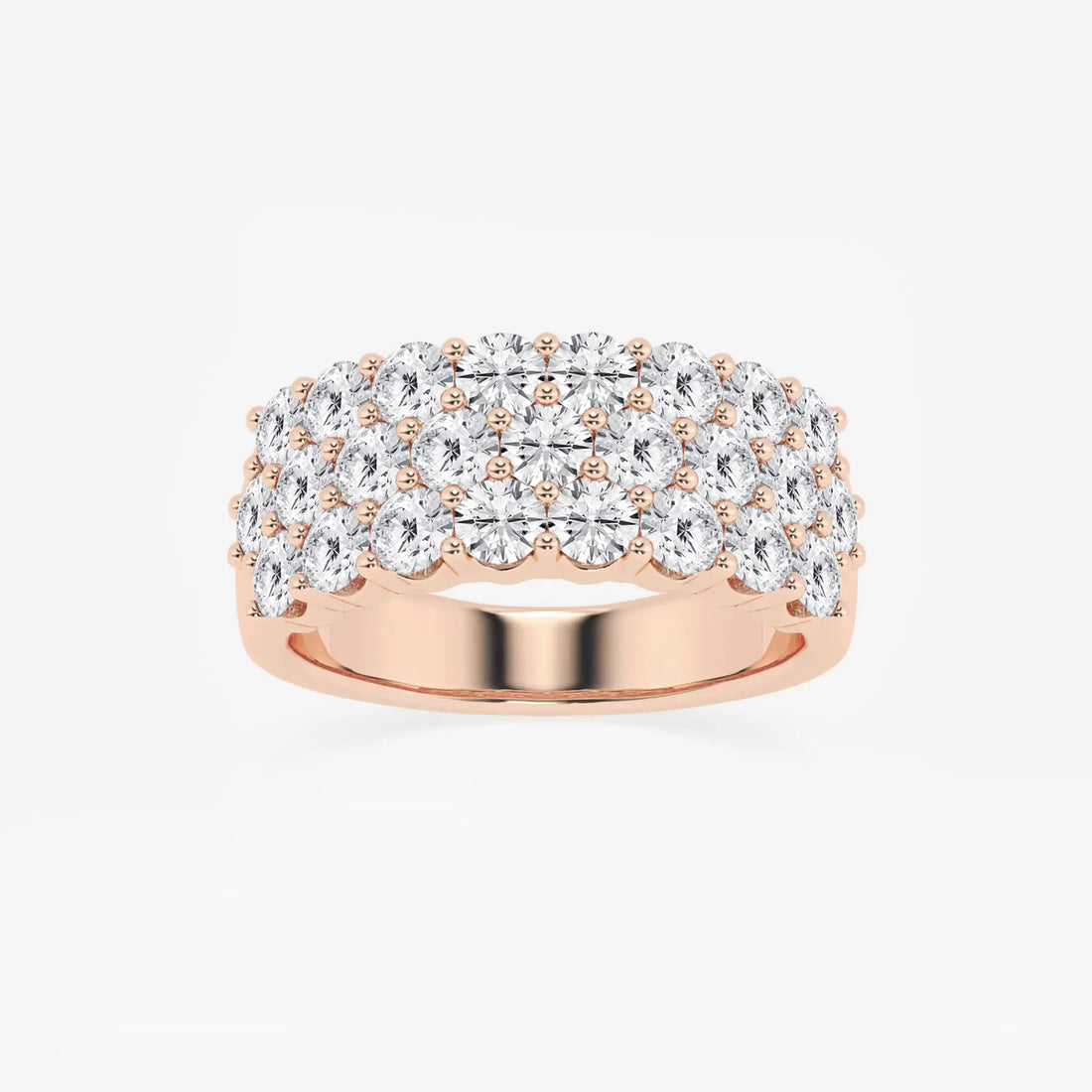 Triovelle Round Lab-Grown Diamond Three Row Band