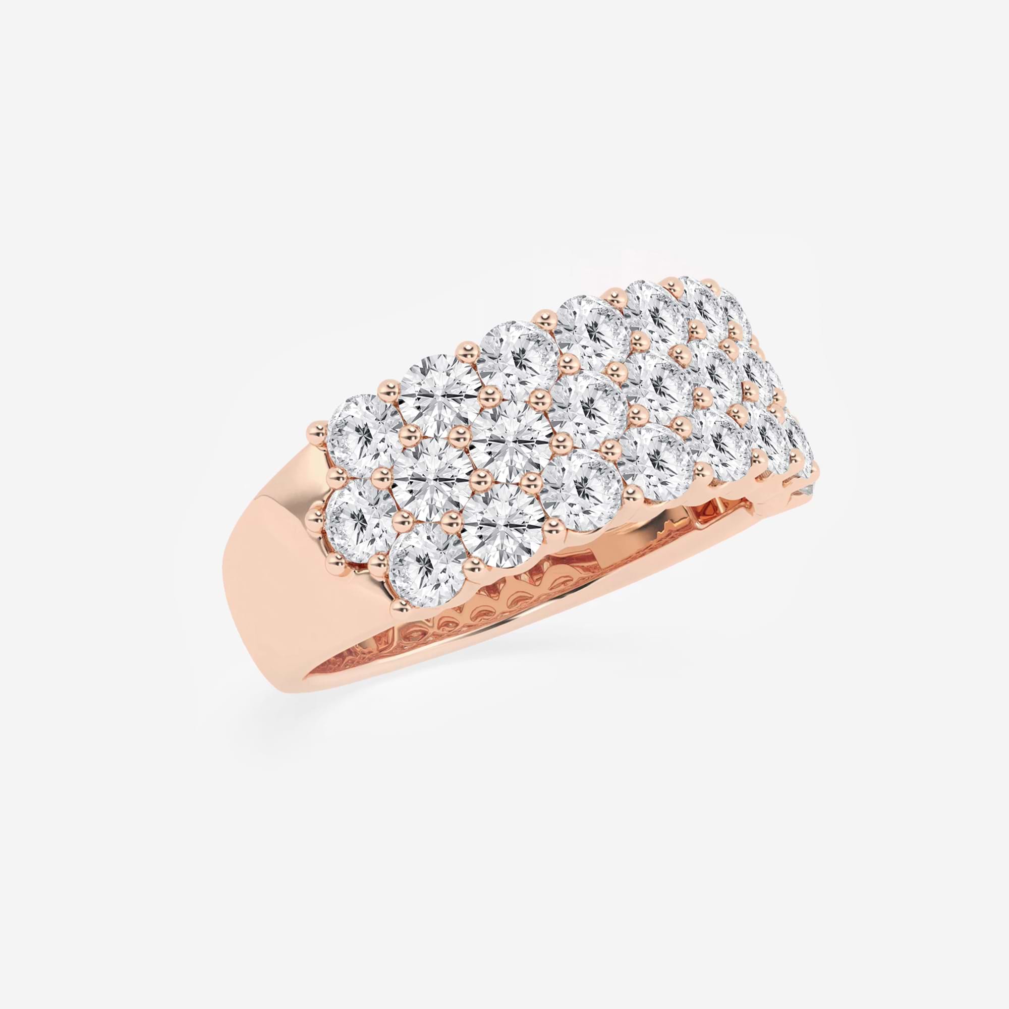 Triovelle Round Lab-Grown Diamond Three Row Band