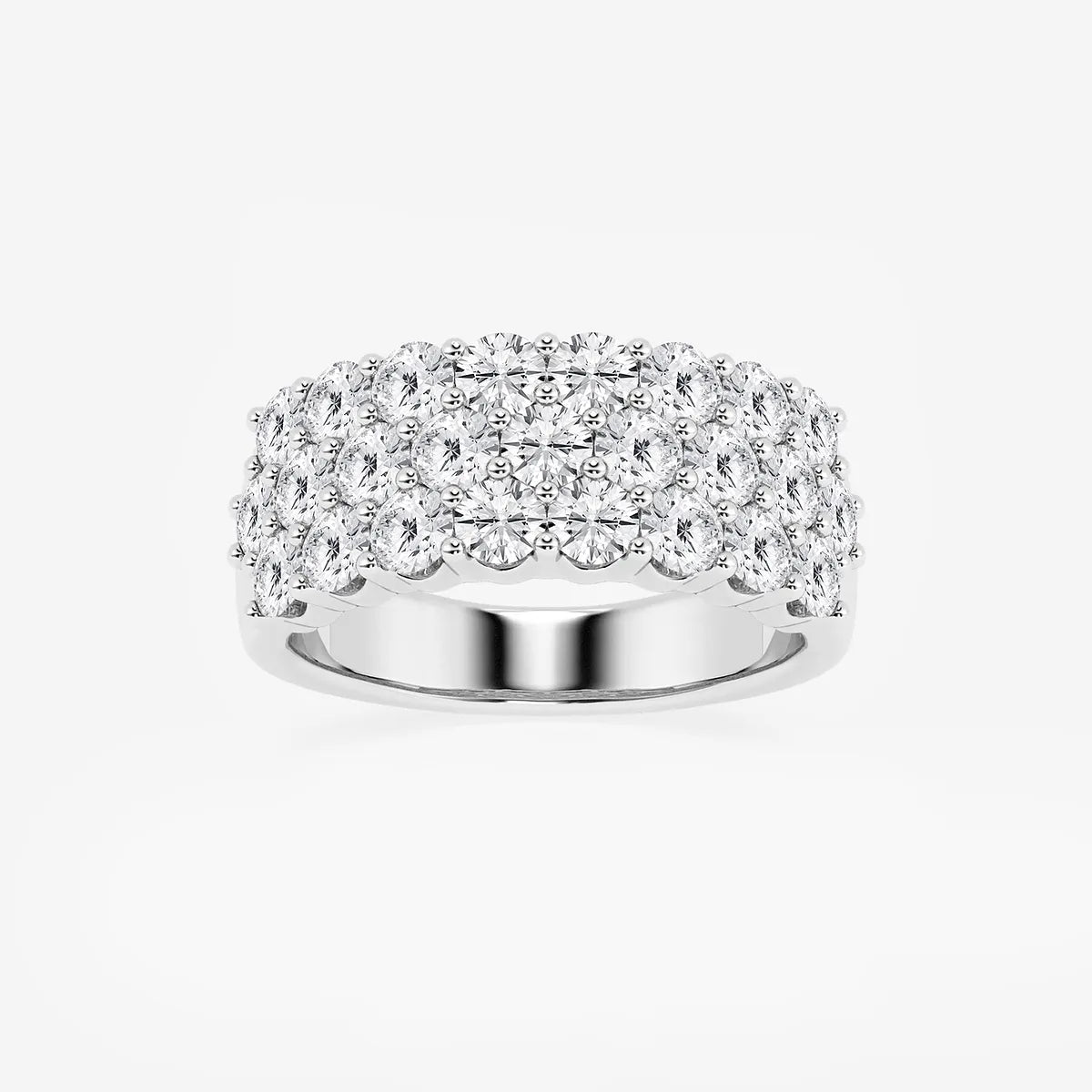 Triovelle Round Lab-Grown Diamond Three Row Band
