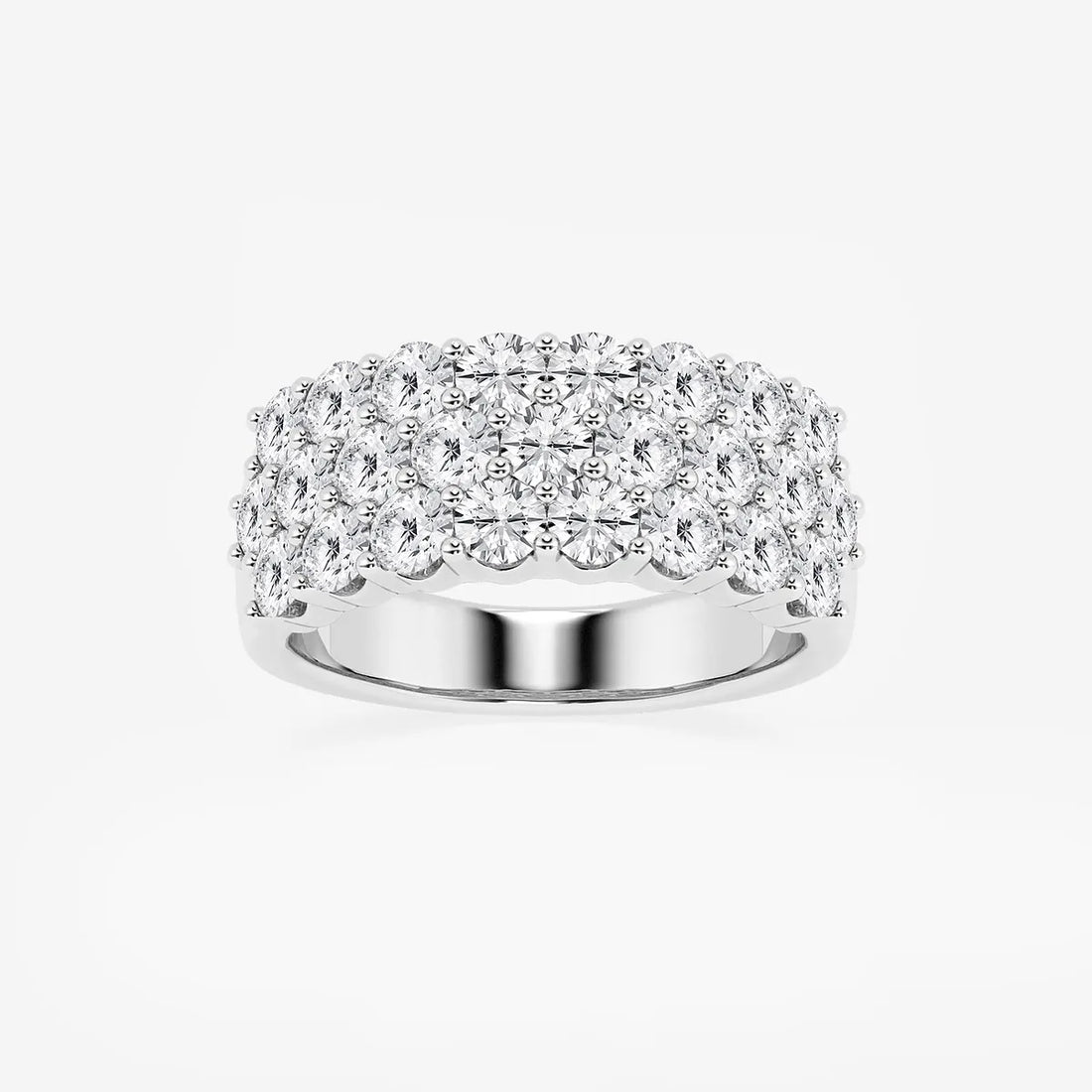 Triovelle Round Lab-Grown Diamond Three Row Band