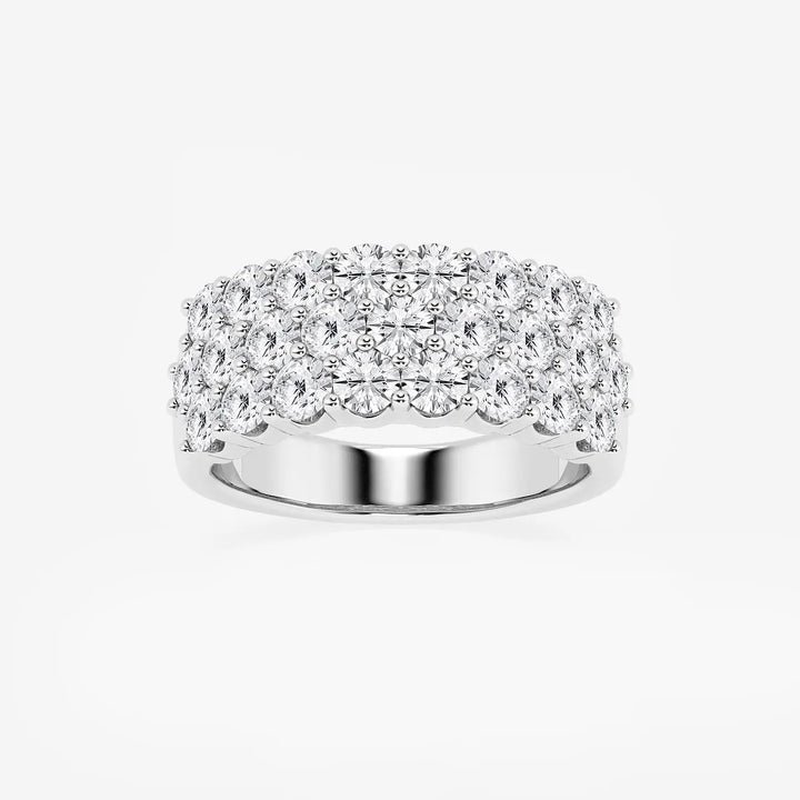 Triovelle Round Lab-Grown Diamond Three Row Band