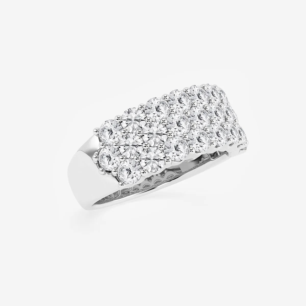 Triovelle Round Lab-Grown Diamond Three Row Band