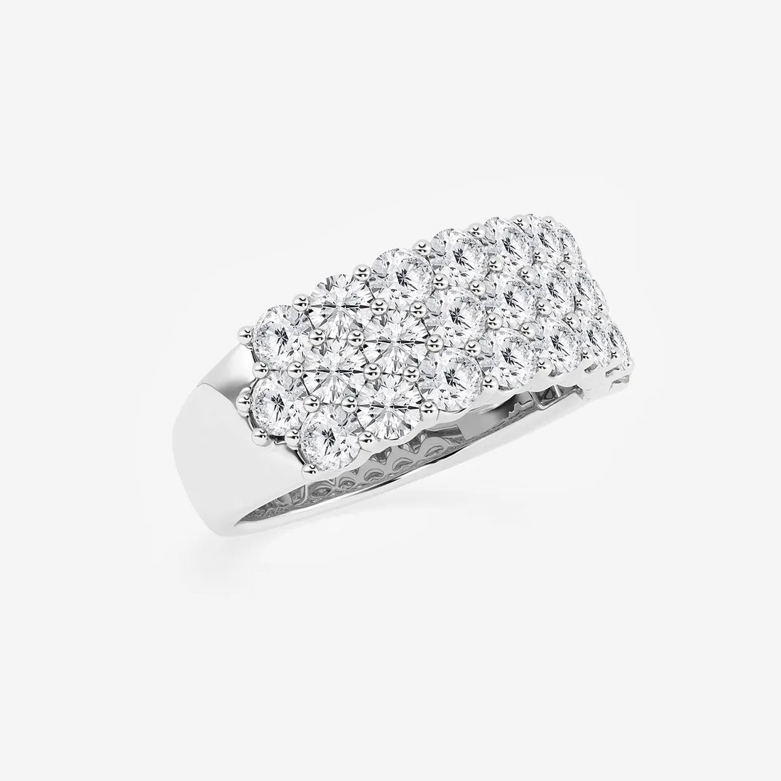 Triovelle Round Lab-Grown Diamond Three Row Band