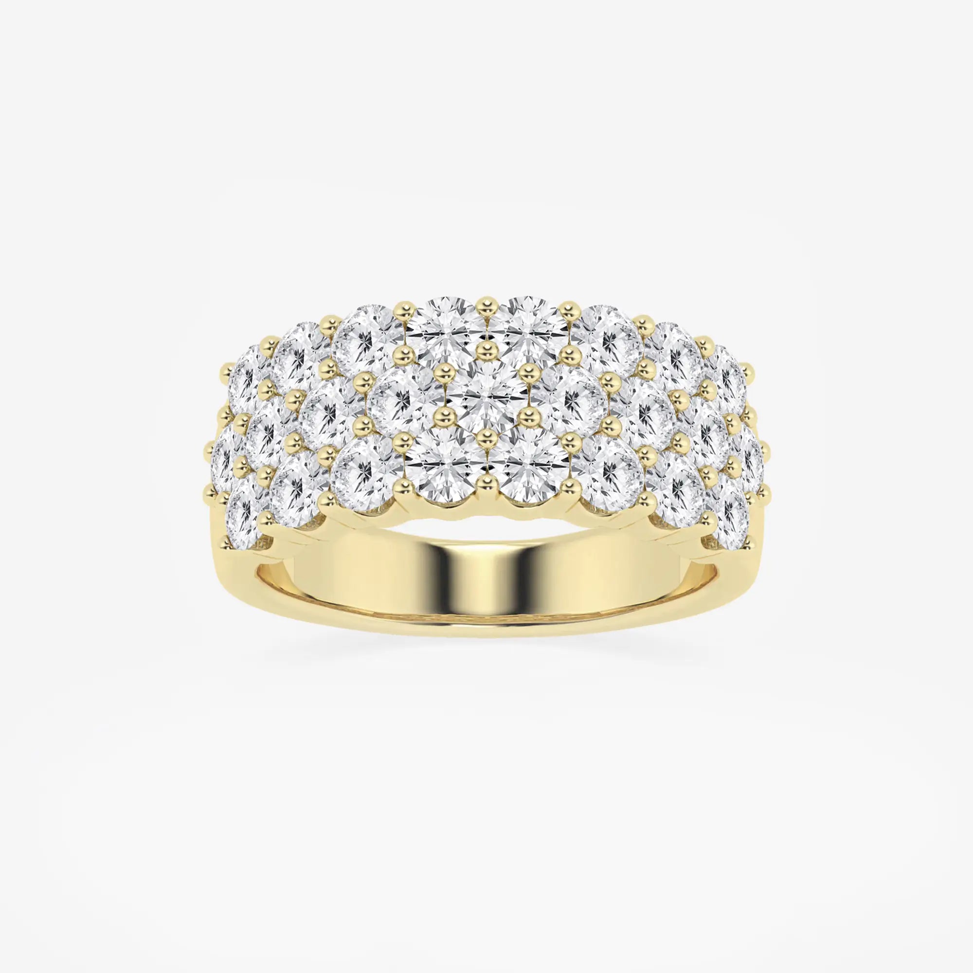 Triovelle Round Lab-Grown Diamond Three Row Band