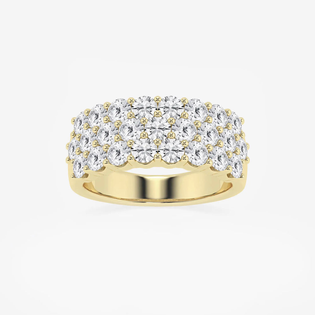 Triovelle Round Lab-Grown Diamond Three Row Band