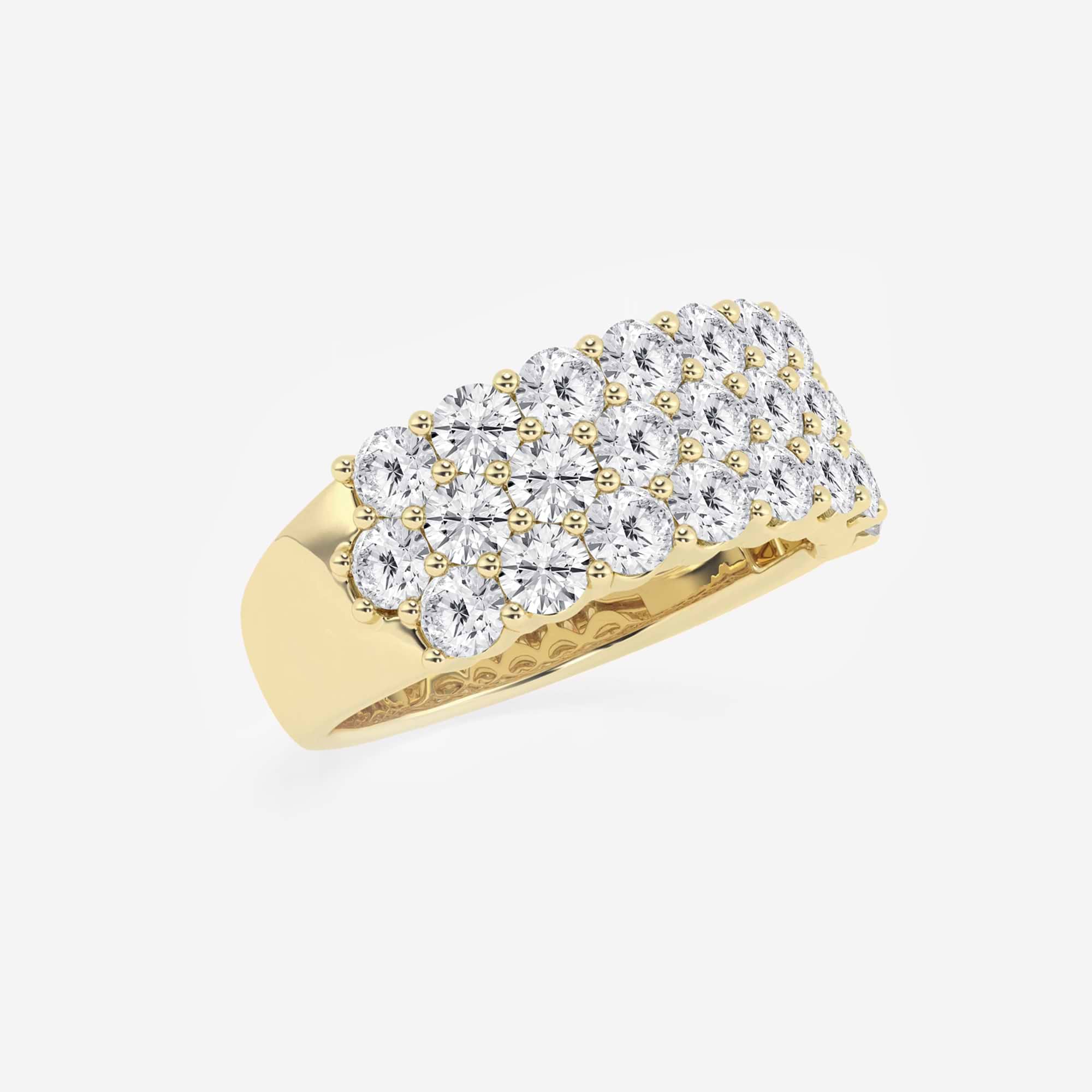 Triovelle Round Lab-Grown Diamond Three Row Band