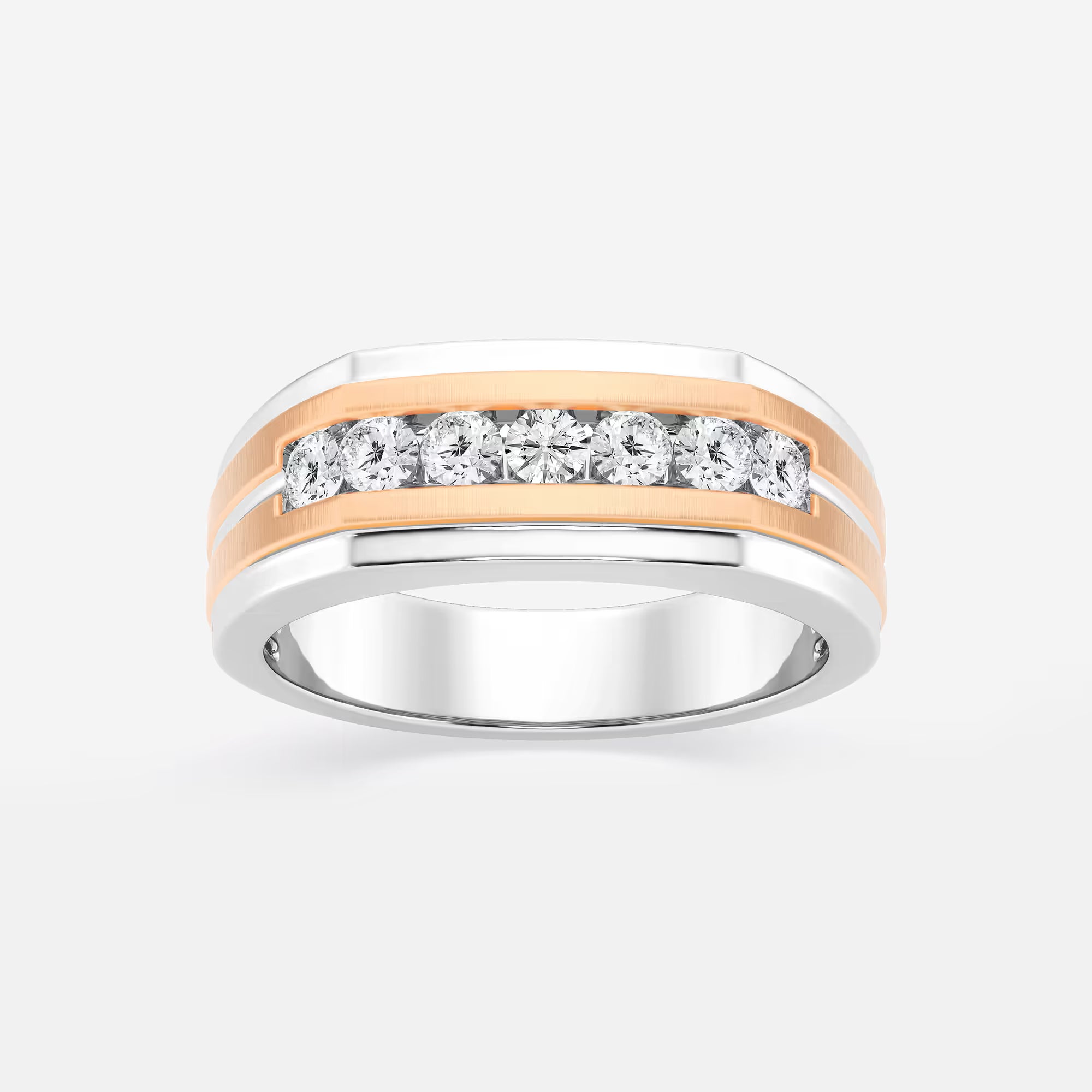 Heptara Round Lab-Grown Diamond Seven-Stone Satin Finish Wedding Band