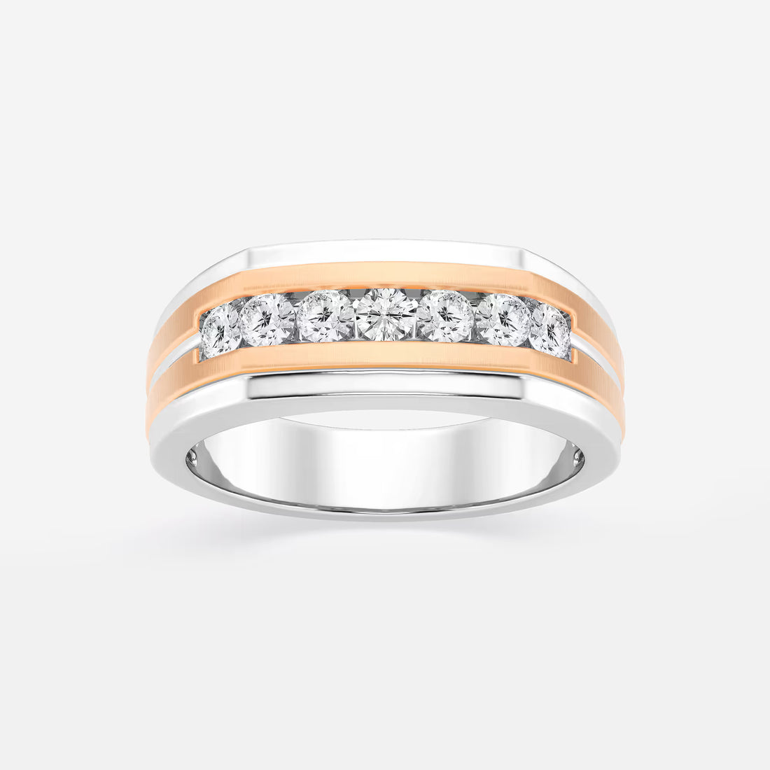 Heptara Round Lab-Grown Diamond Seven-Stone Satin Finish Wedding Band