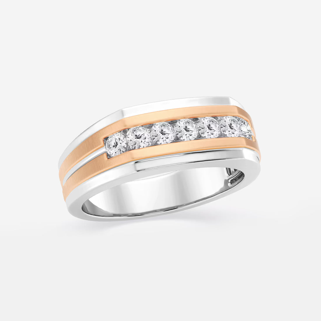 Heptara Round Lab-Grown Diamond Seven-Stone Satin Finish Wedding Band