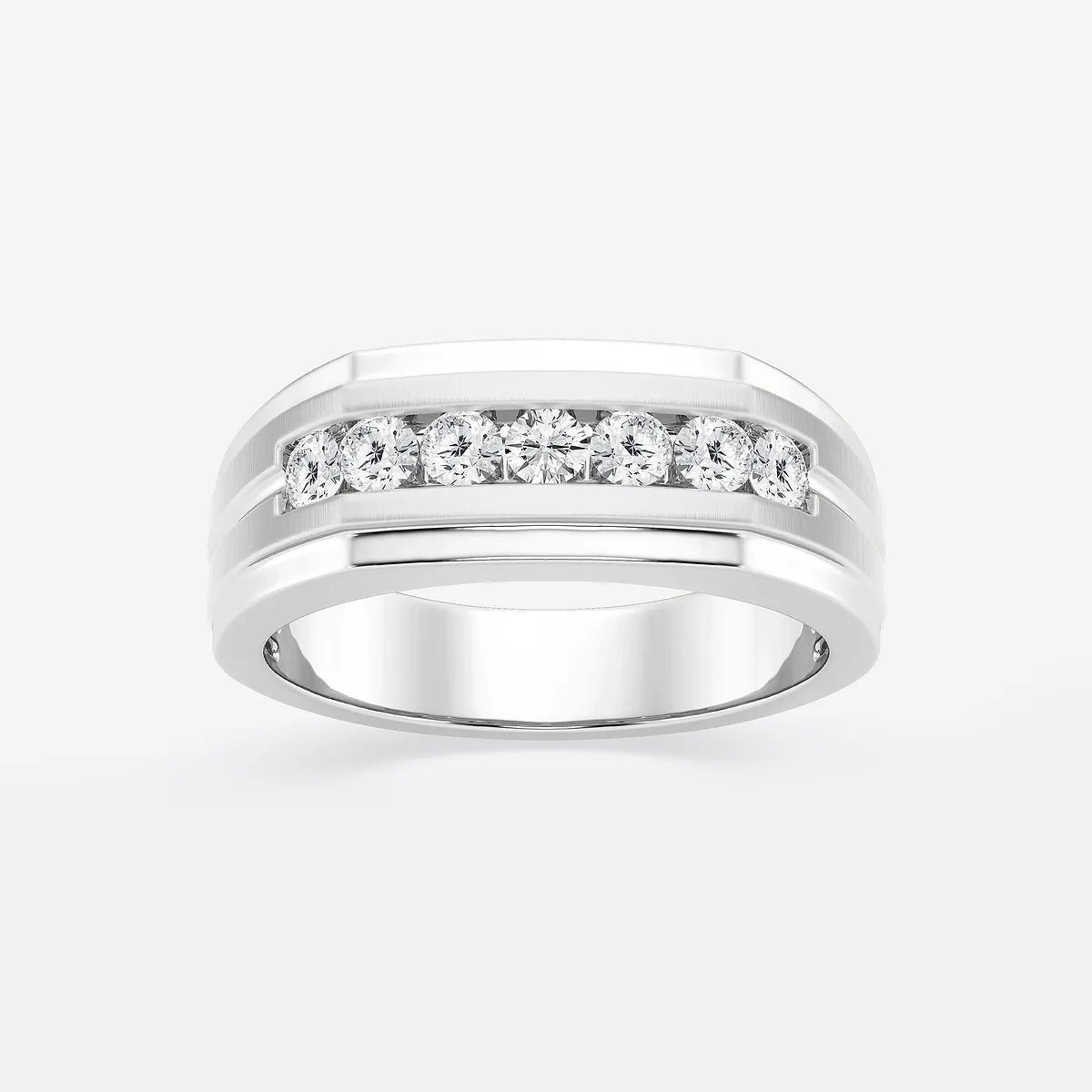Heptara Round Lab-Grown Diamond Seven-Stone Satin Finish Wedding Band