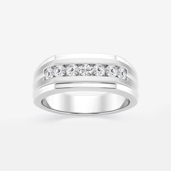 Heptara Round Lab-Grown Diamond Seven-Stone Satin Finish Wedding Band