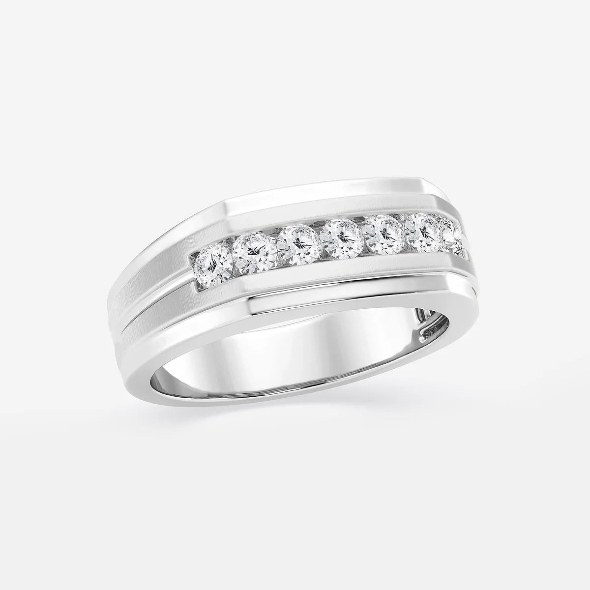 Heptara Round Lab-Grown Diamond Seven-Stone Satin Finish Wedding Band