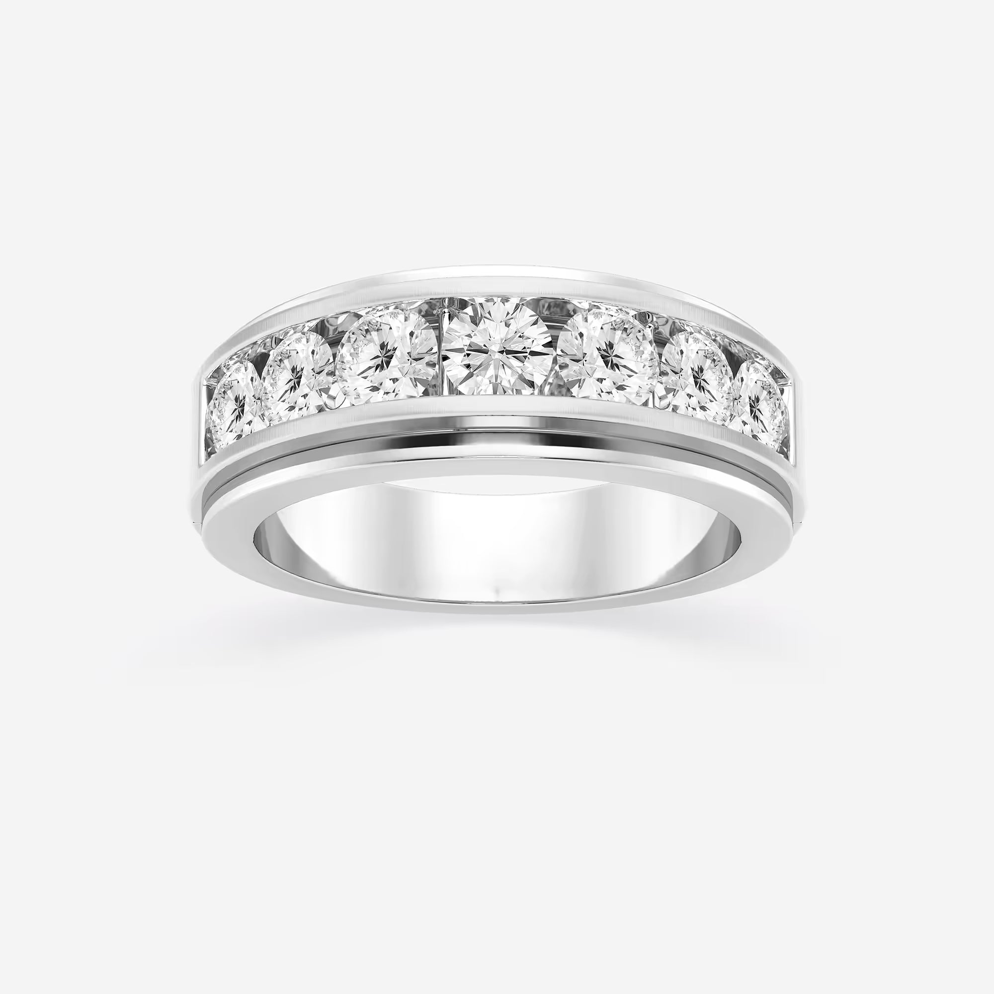 Elegant Seven Stone Round Lab Grown Diamond Satin Channel Wedding Band