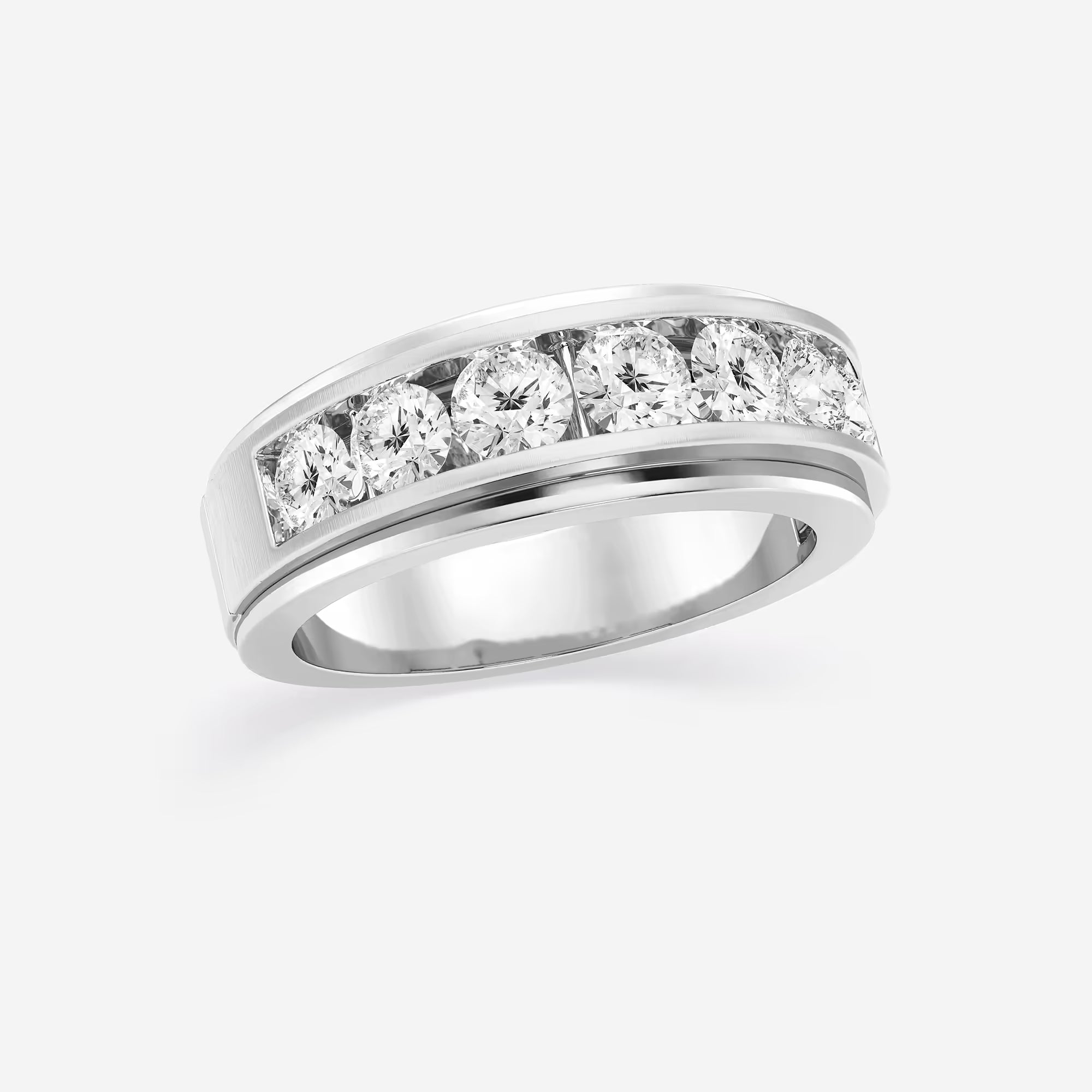 Elegant Seven Stone Round Lab Grown Diamond Satin Channel Wedding Band
