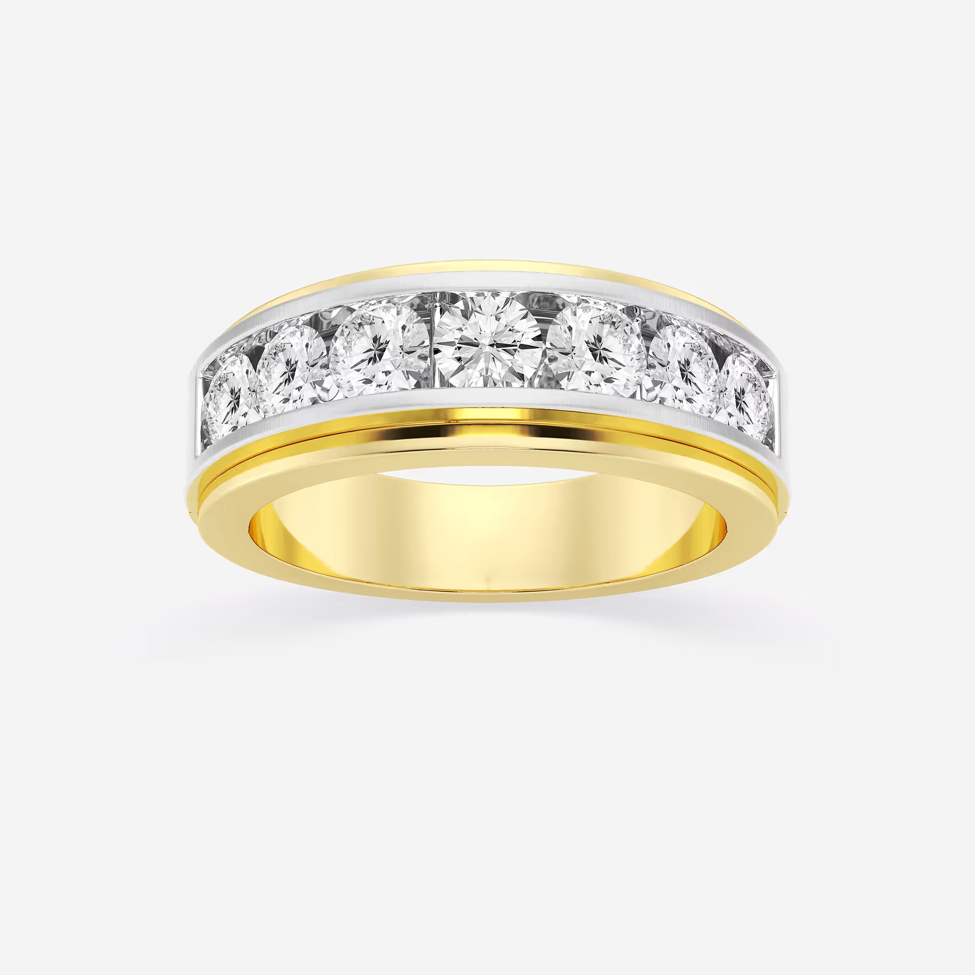 Elegant Seven Stone Round Lab Grown Diamond Satin Channel Wedding Band