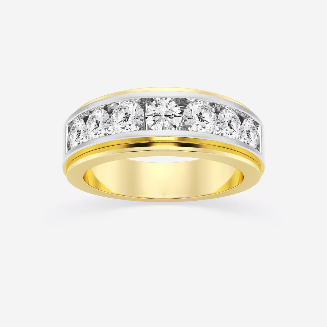 Elegant Seven Stone Round Lab Grown Diamond Satin Channel Wedding Band