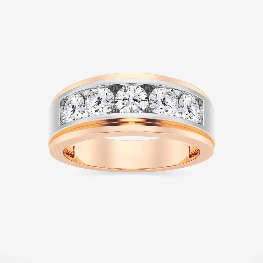 Quinelle Round Lab-Grown Diamond Five-Stone Wedding Band