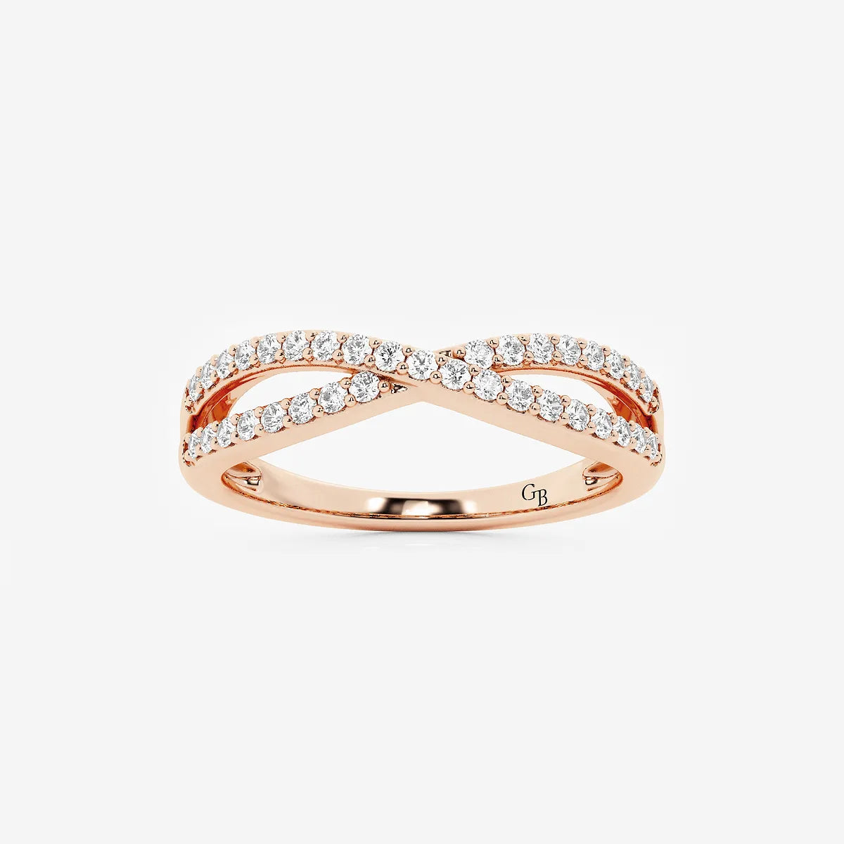 Infinitya Round Lab-Grown Diamond Crossover Wedding Band