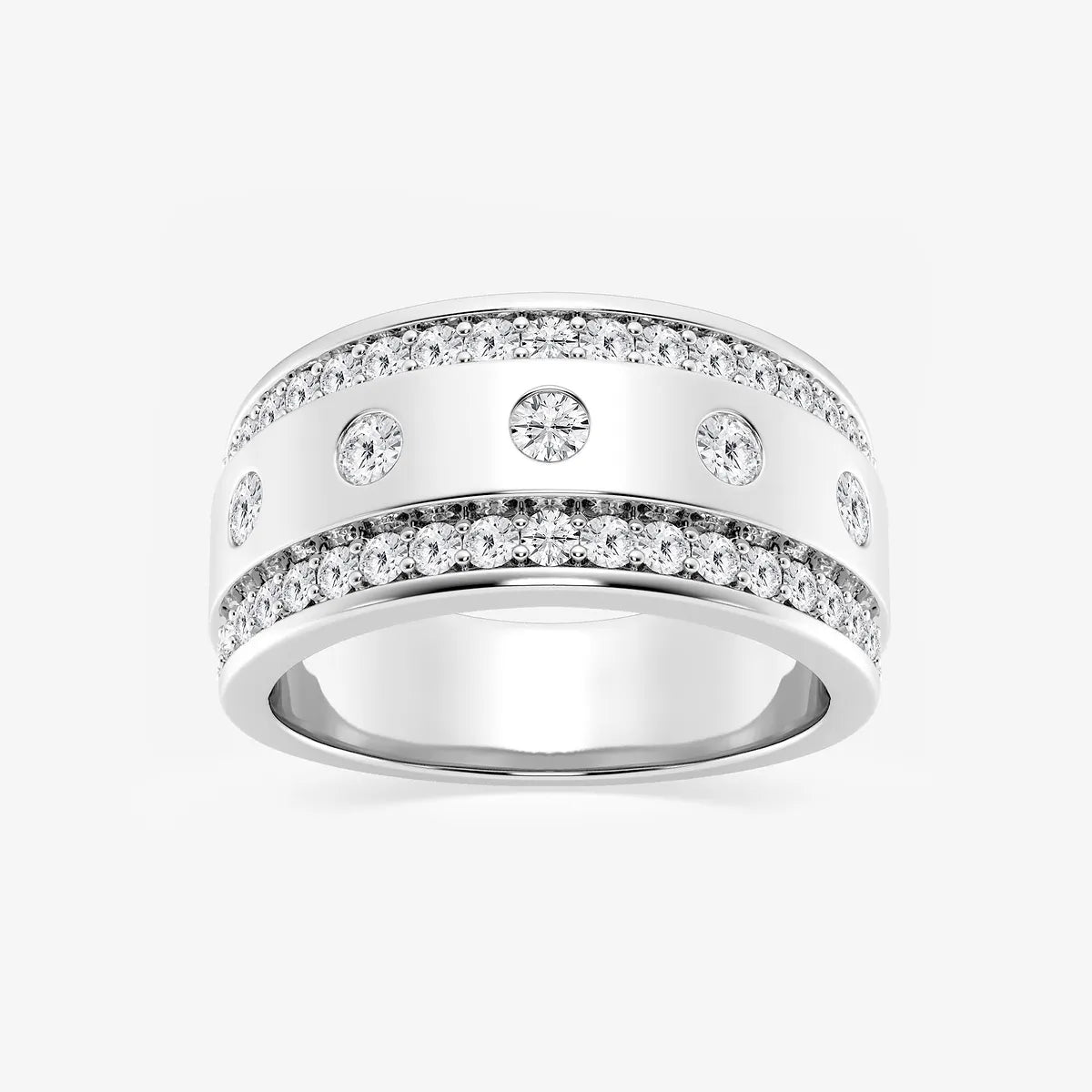 Sleek Men's Round Lab Grown Diamond Floating Wedding Band in Rose Gold