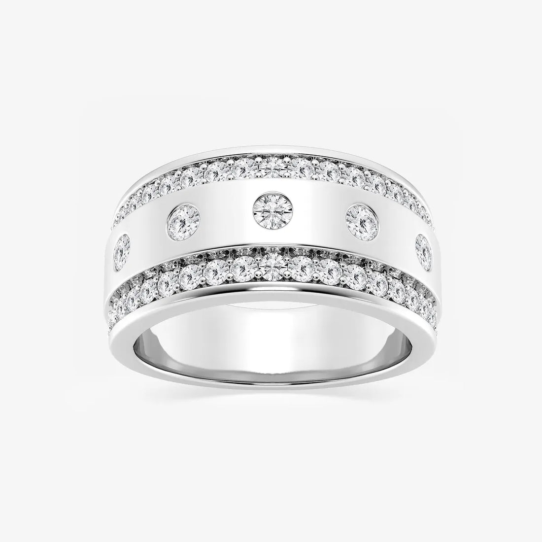 Sleek Men's Round Lab Grown Diamond Floating Wedding Band in Rose Gold