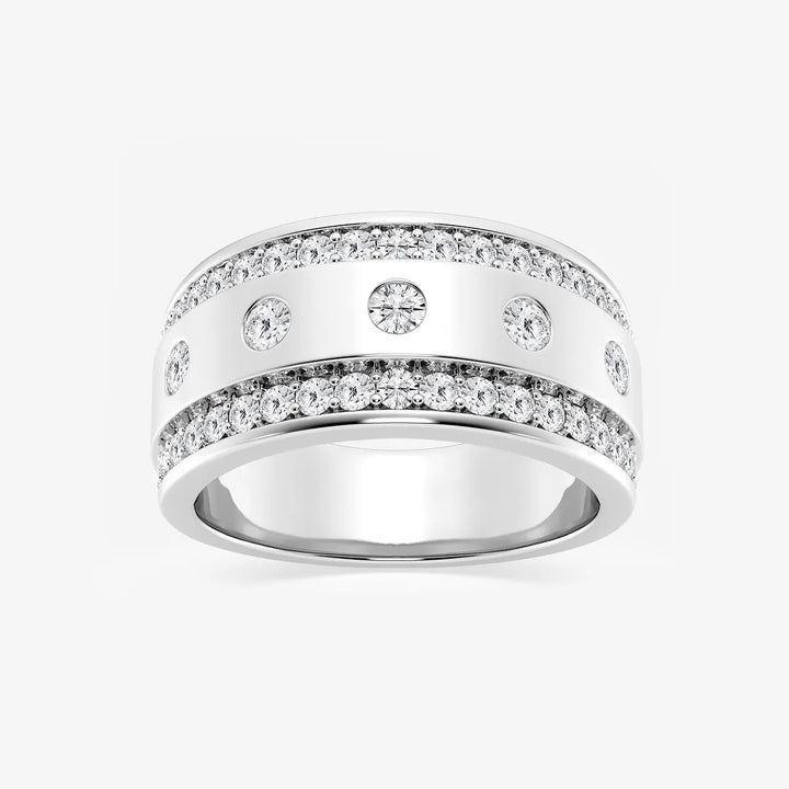Sleek Men's Round Lab Grown Diamond Floating Wedding Band in Rose Gold