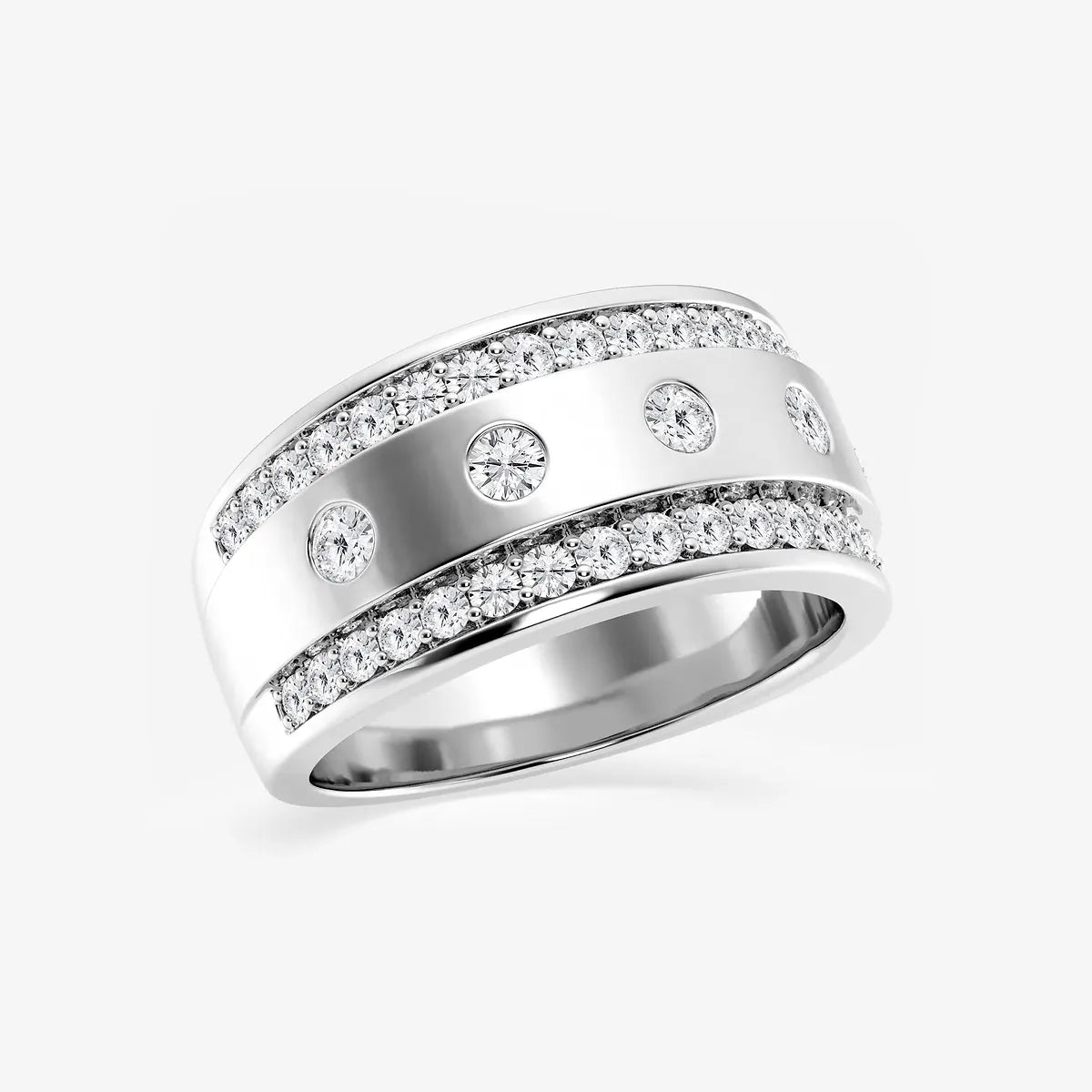 Sleek Men's Round Lab Grown Diamond Floating Wedding Band in Rose Gold