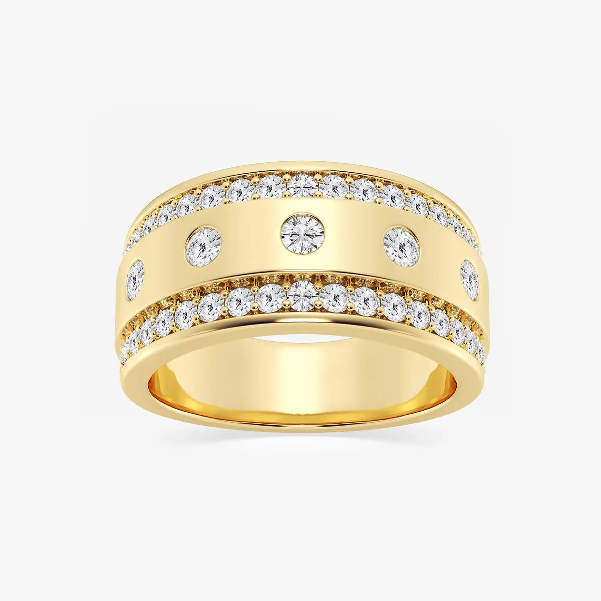 Sleek Men's Round Lab Grown Diamond Floating Wedding Band in Rose Gold