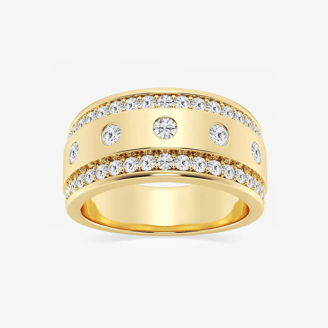 Sleek Men's Round Lab Grown Diamond Floating Wedding Band in Rose Gold