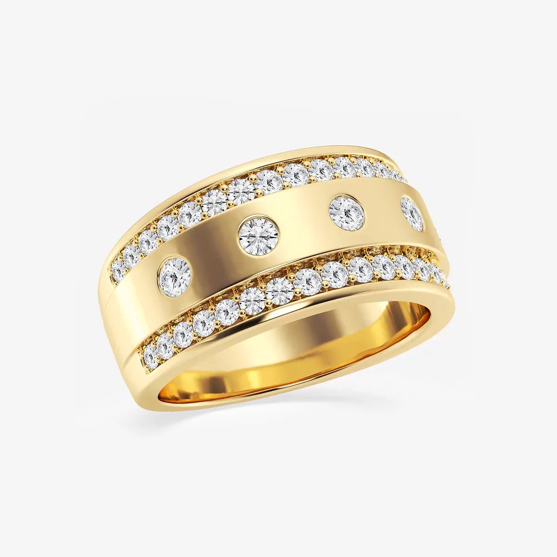 Sleek Men's Round Lab Grown Diamond Floating Wedding Band in Rose Gold