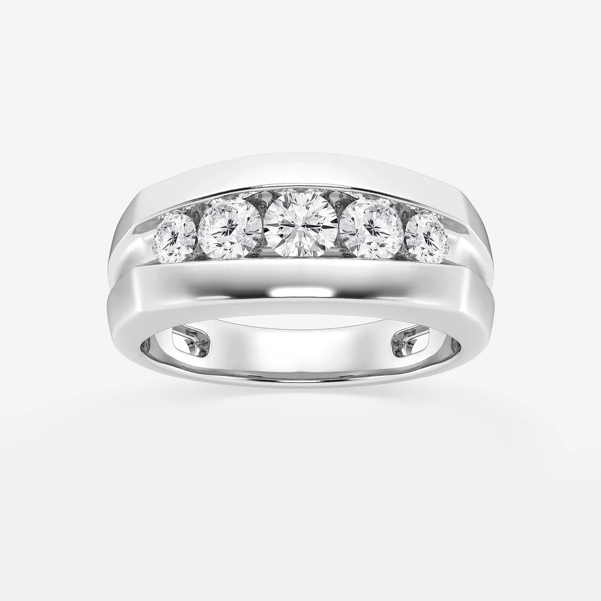 Timeless Round Lab Grown Diamond Five Stone Wedding Band in Gold