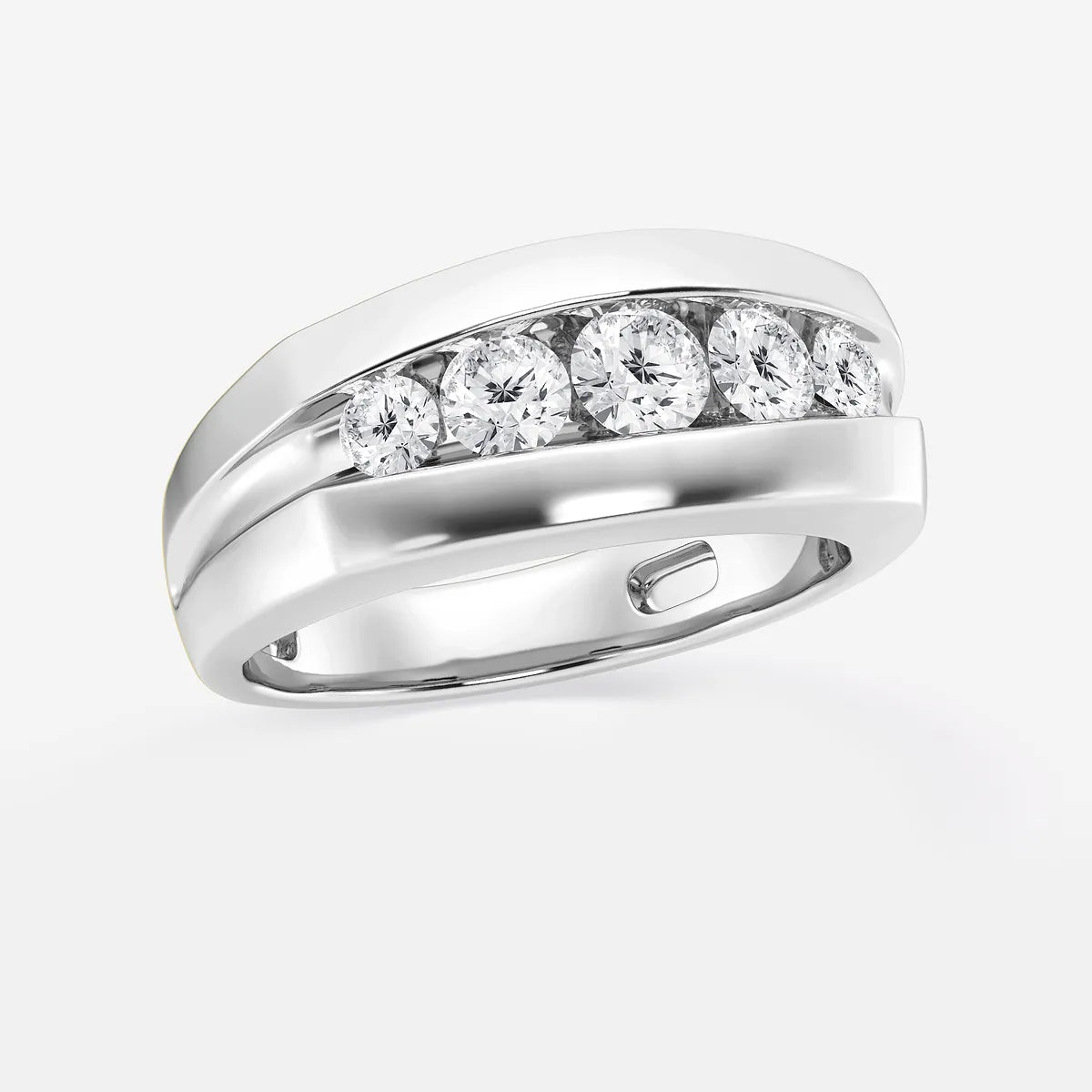 Timeless Round Lab Grown Diamond Five Stone Wedding Band in Gold