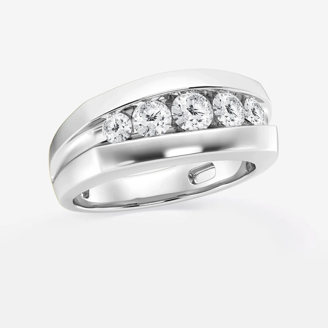 Timeless Round Lab Grown Diamond Five Stone Wedding Band in Gold