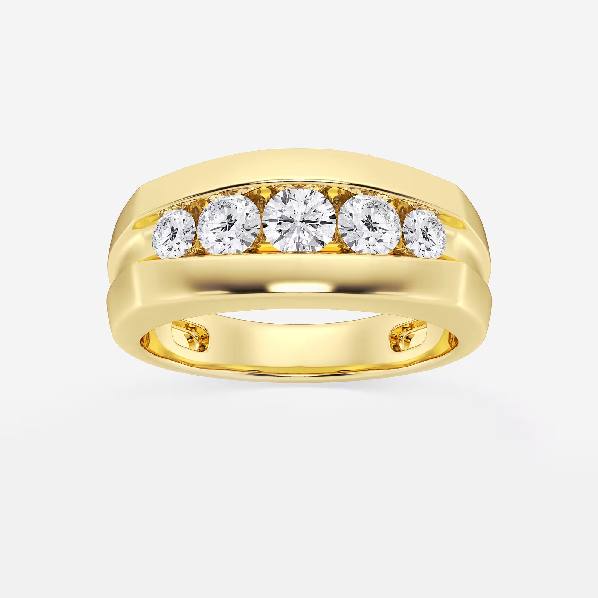 Timeless Round Lab Grown Diamond Five Stone Wedding Band in Gold