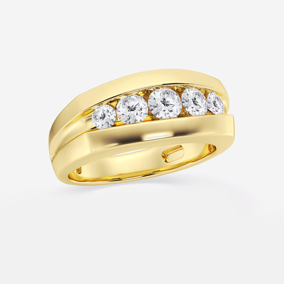 Timeless Round Lab Grown Diamond Five Stone Wedding Band in Gold