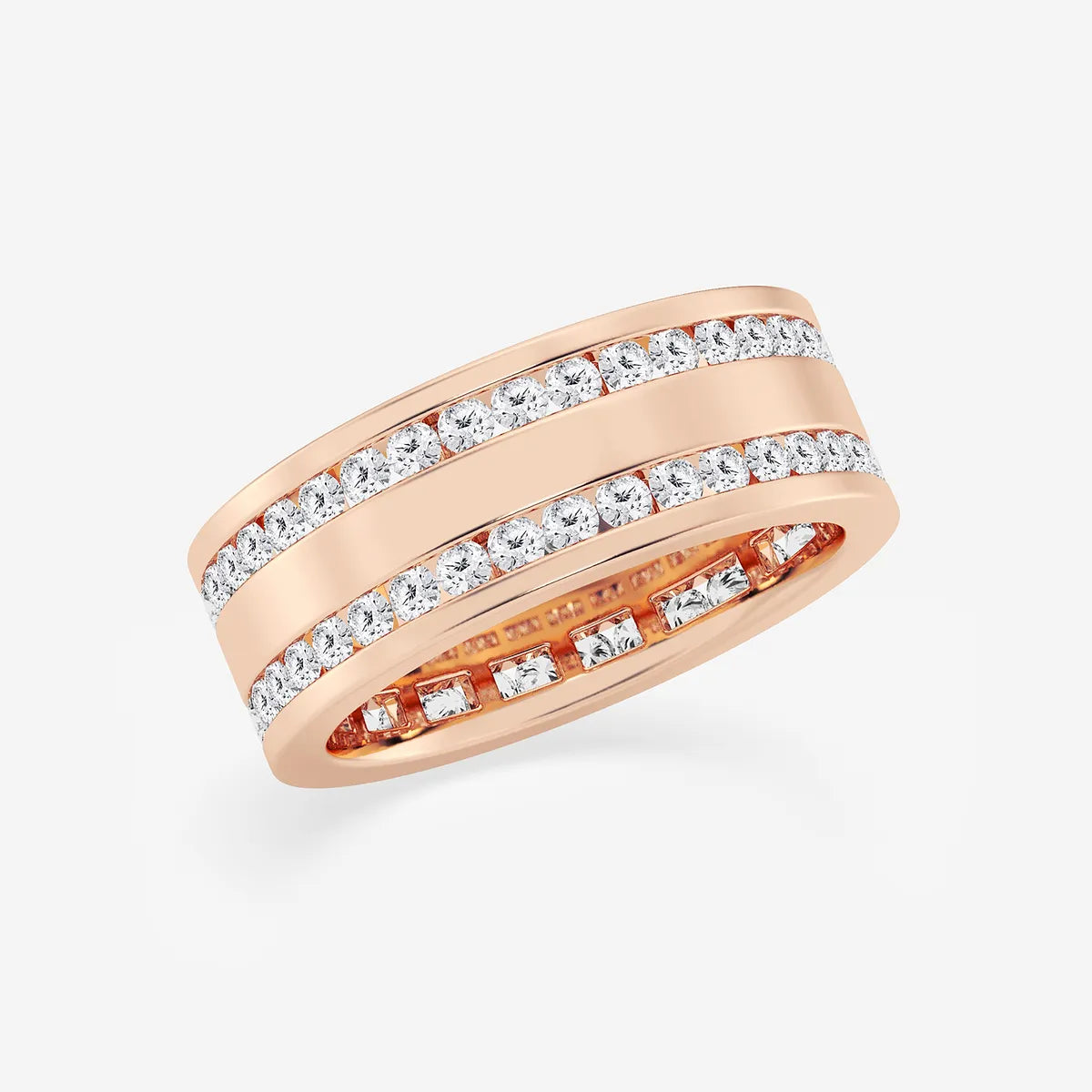 Luxury Men's Round Lab Grown Diamond Double Row Eternity Band in White Gold