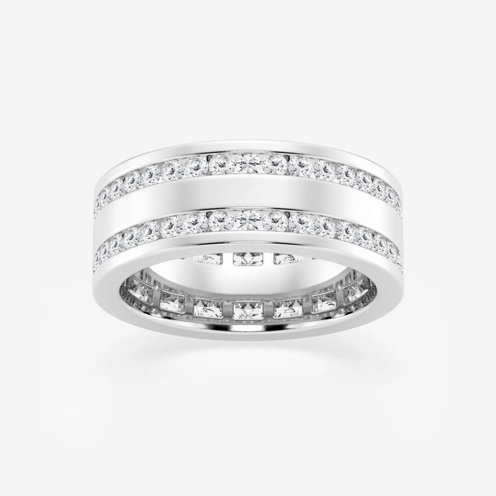 Luxury Men's Round Lab Grown Diamond Double Row Eternity Band in White Gold
