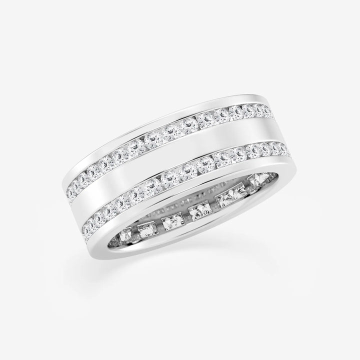 Luxury Men's Round Lab Grown Diamond Double Row Eternity Band in White Gold