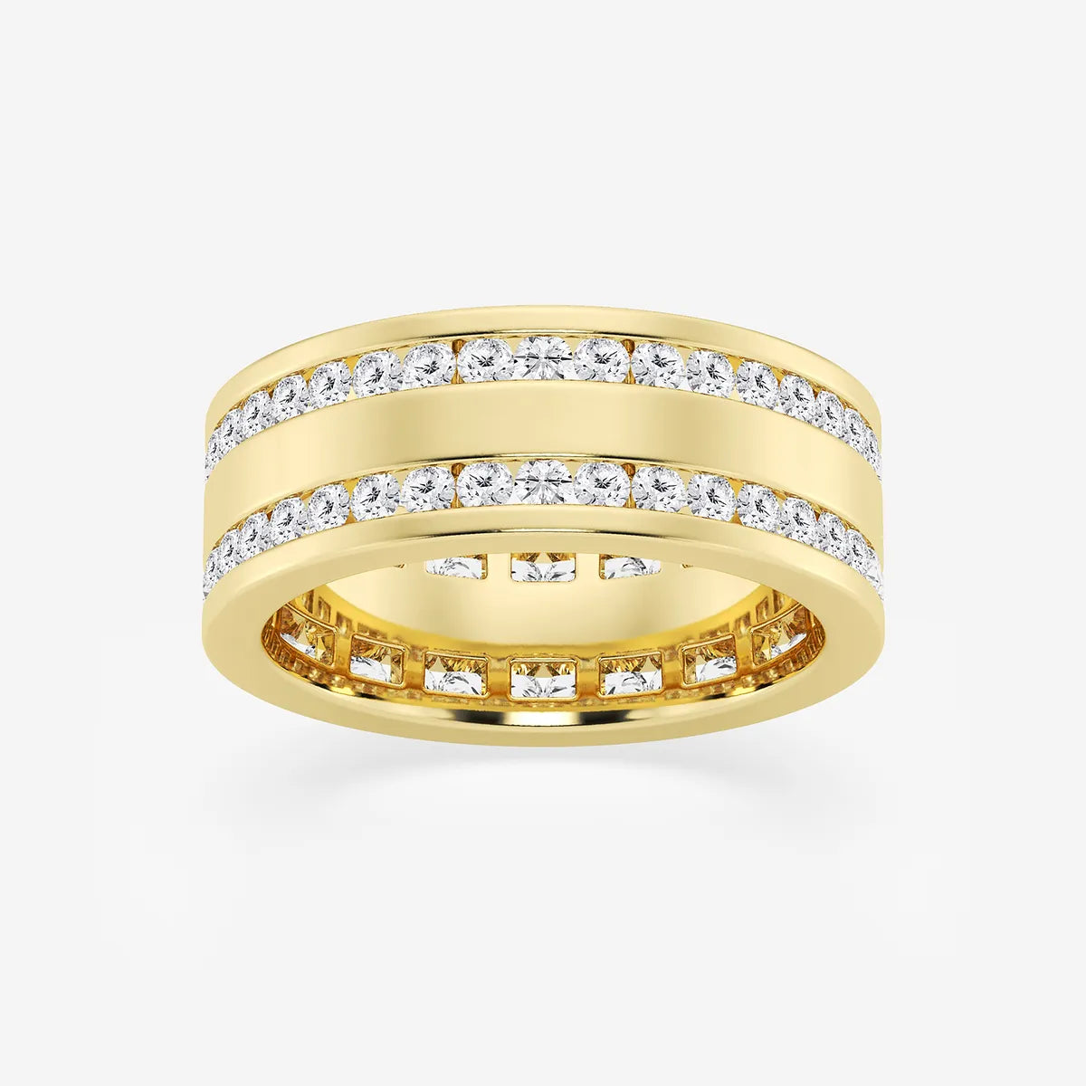 Luxury Men's Round Lab Grown Diamond Double Row Eternity Band in White Gold