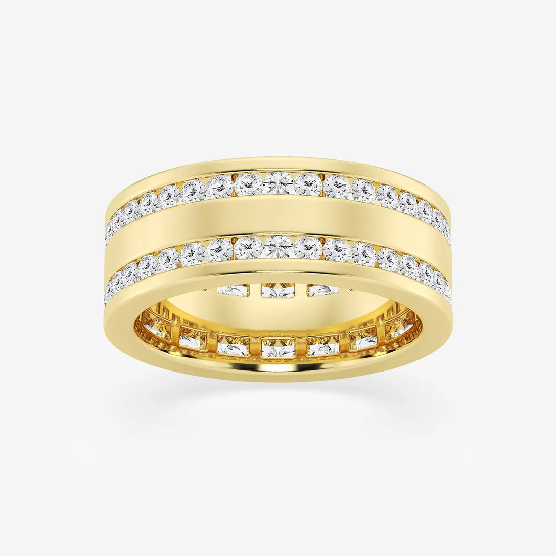 Luxury Men's Round Lab Grown Diamond Double Row Eternity Band in White Gold