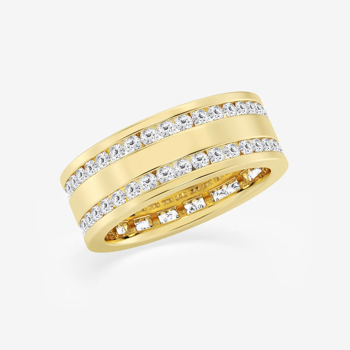 Luxury Men's Round Lab Grown Diamond Double Row Eternity Band in White Gold