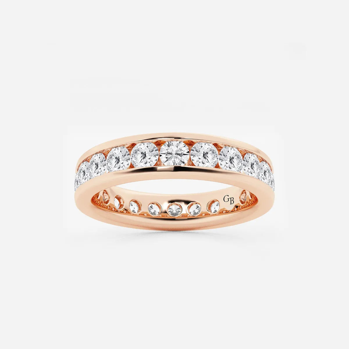 Sleek Round Lab Grown Diamond Channel Set Eternity Band in Solid Gold